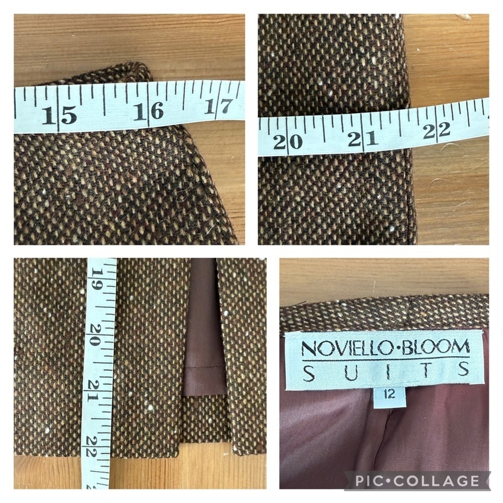 Vintage NOVIELLO BLOOM Wool Blend Mink Collar 2 Piece Blazer & Skirt Size 12 - Picture 13 of 15